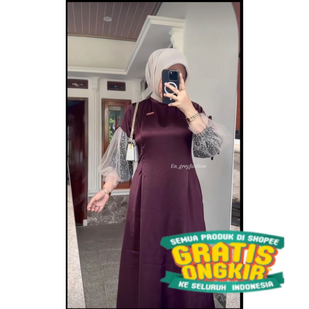 NAURA DRESS || GAMIS POLOS KOMBINASI TILE POLOS TERBARU/ pakaian wanita lainnya
