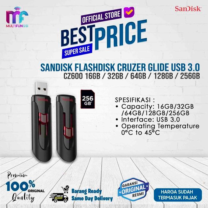 Bubacell Store ORIGINAL SANDISK FLASH DISK 256GB CRUZER GLIDE CZ600 USB 3.0 256 GB