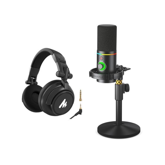 MAONO PD200X RGB Paket Headphone MH601 With Stand Mikrofon Gaming Podcast Live Streaming dan Recordi