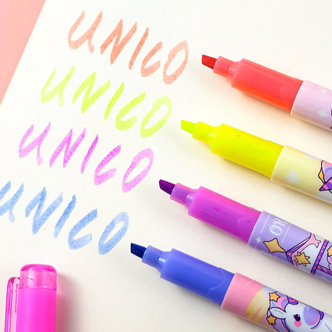 Highlighter Set Warna Pastel / Highlighter Pen 4 PCS / Highlighter Untuk Jurnal / Highlighter Lembut