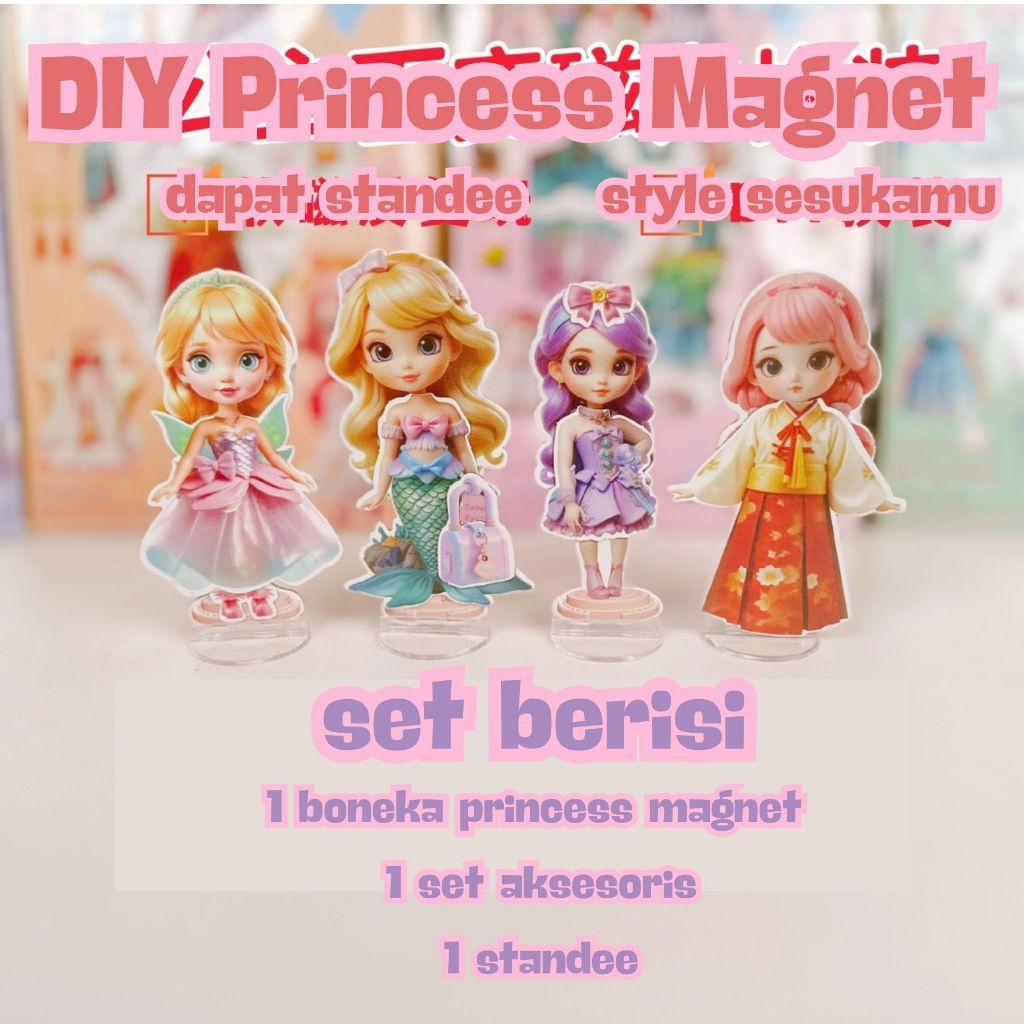 [PaPaPa] - Mainan Anak Boneka Princess Magnetic Dress Up Edukatif DIY Mainan Anak Perempuan dengan S