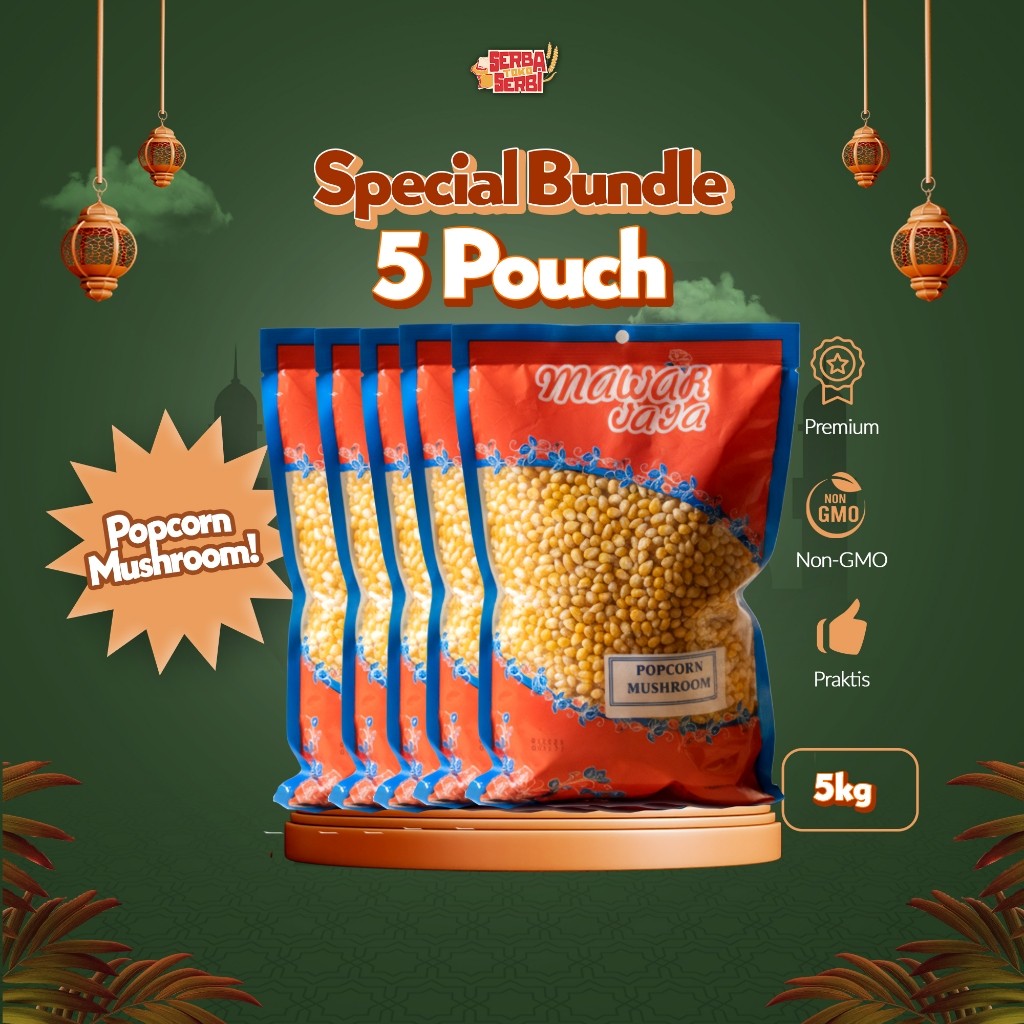 SSDRA [PAKET 5pcs] CROWN USA Popcorn Kernel Mushroom – Jagung Berondong Premium 1KG
