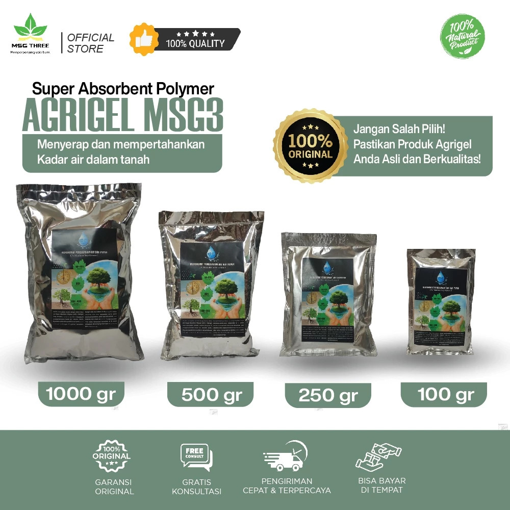 Agrigel msg 3 - pupuk hidrogel media tanaman yang dapat menyimpan cadangan air dan hemat pupuk