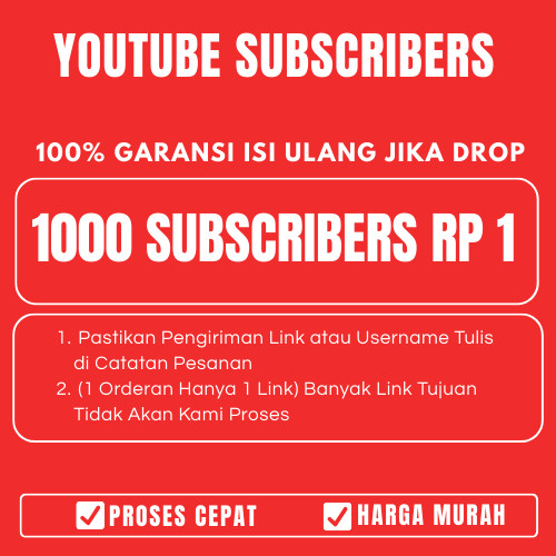 Youtube Subscribers Real Akun Global - 100% Bergaransi Isi Ulang Bila Drop