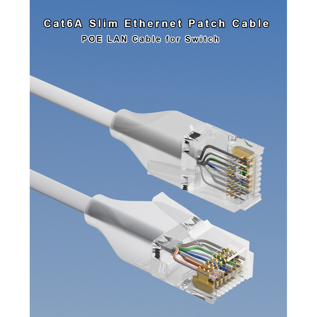 24 Pack Ethernet Lighting Patch Cable Flexiable Slim Cat6a 10G POE LAN Cable  for Switch Ps5 Router 
