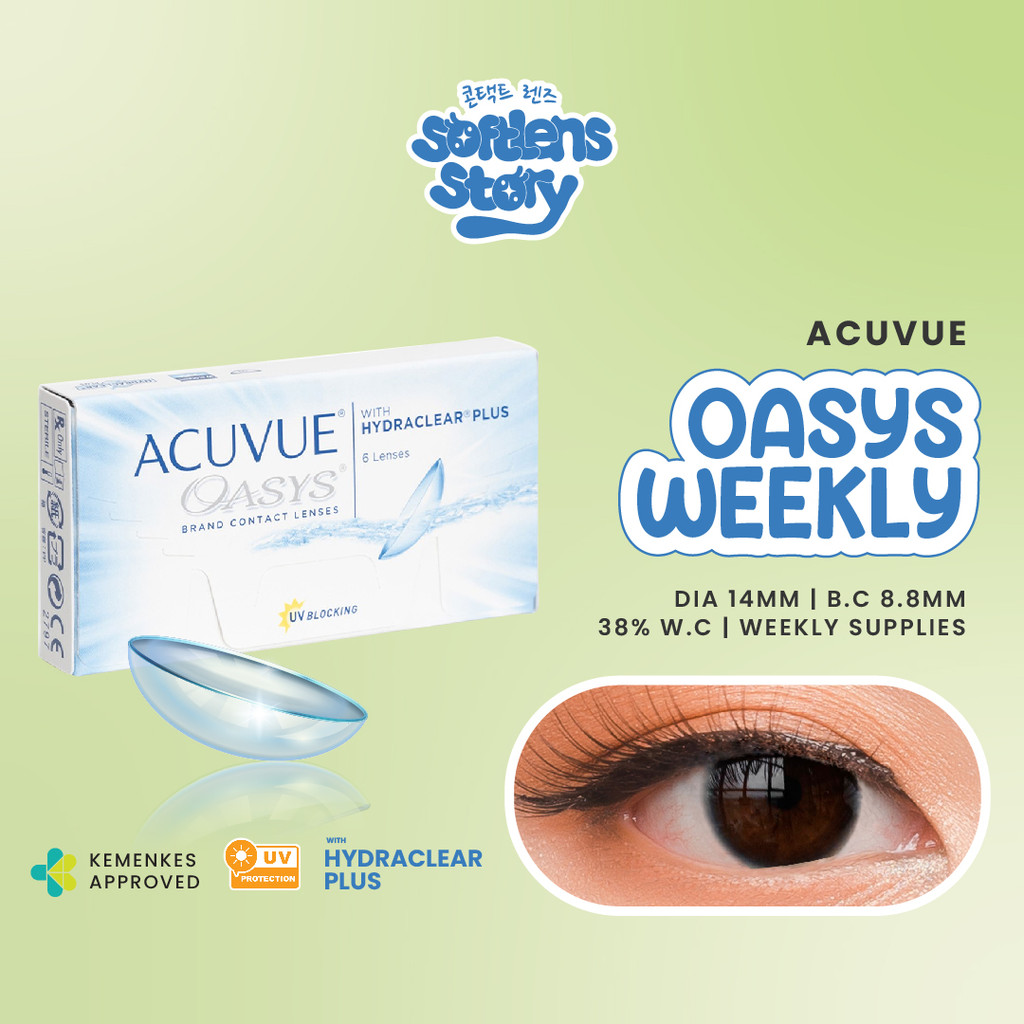 Acuvue Oasys 3 Pasang Softlens Bening Minus Mingguan 14.0mm Weekly Clear Lenses