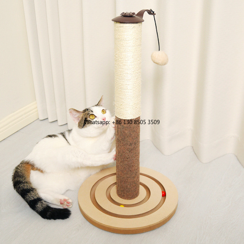 Manufacturer Wholesale Grey Brown Sisal Wood Cat Scratcher Post Tree