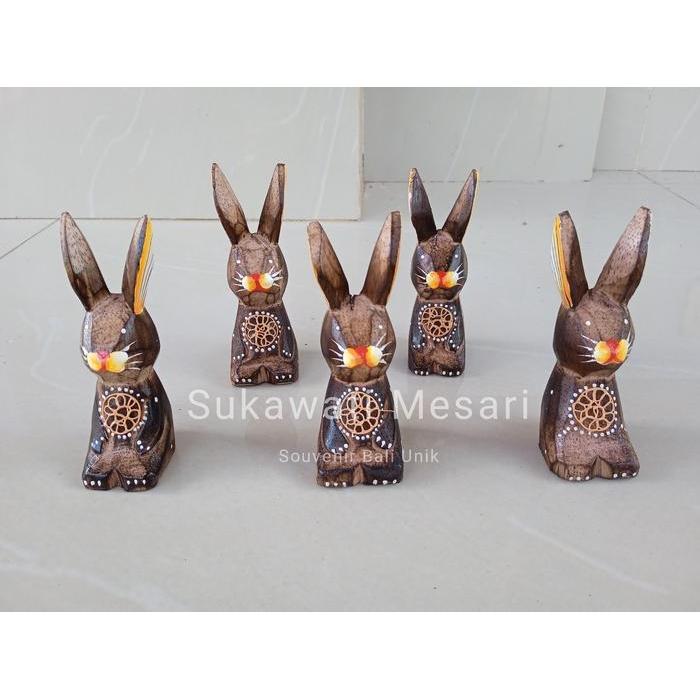 Kelinci Mini / Hiasan Dekorasi Mobil Mainan Anak Patung Kelinci Kayu Antik Handmade Kerajinan Asli B