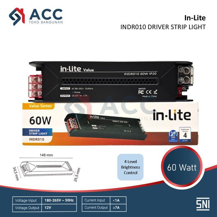 INLITE INDR010 60W 120W 200W WATT DRIVER LED STRIP LIGHT TRAVO DRIVER LED STRIP - 60 WATT