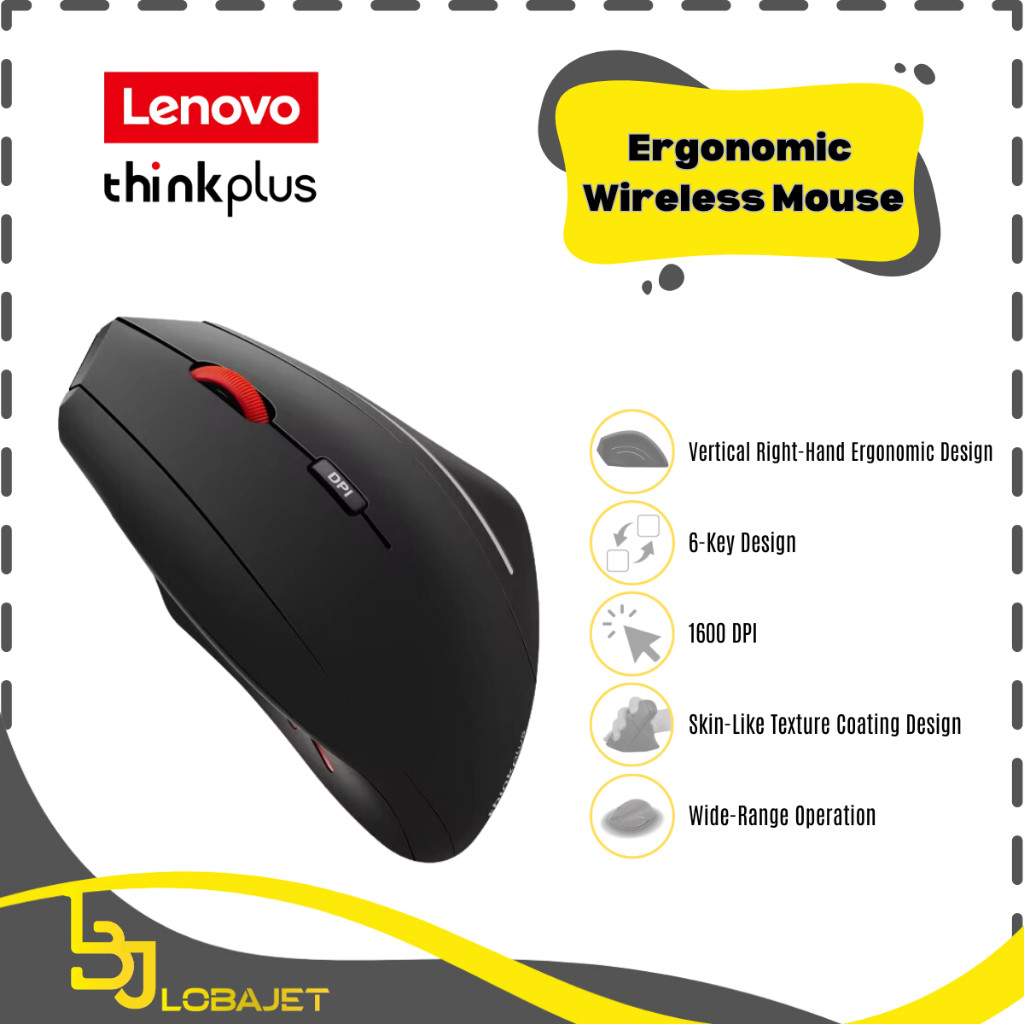 thinkplus Ergonomic Wireless Mouse - Vertical Wireless Mouse dari LENOVO Thinkplus