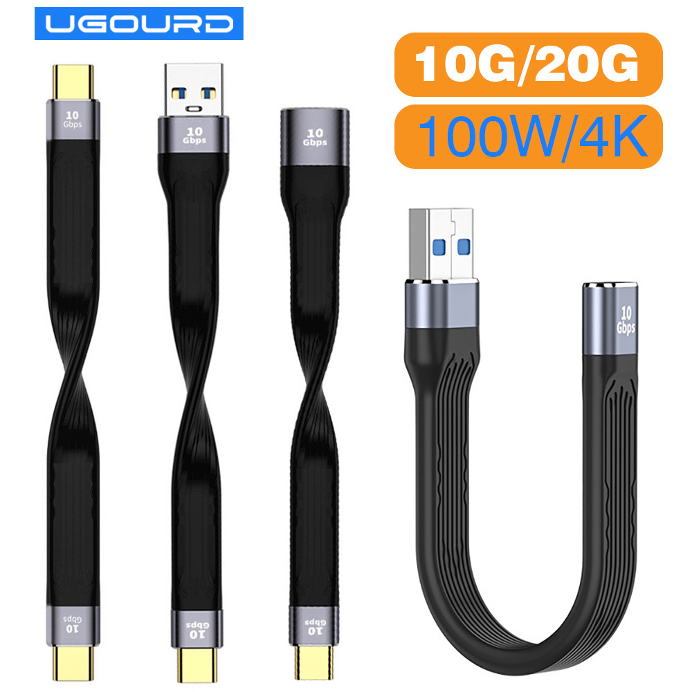 Kabel Pendek USB3.1 10Gbps 13cm PD 100W USB ke Tipe C Konverter Kabel OTG Adaptor USB Kabel USB4 20G