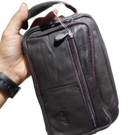 Handbag tas tangan clutch import Kulit  pria wanita JEEP - Cokelat