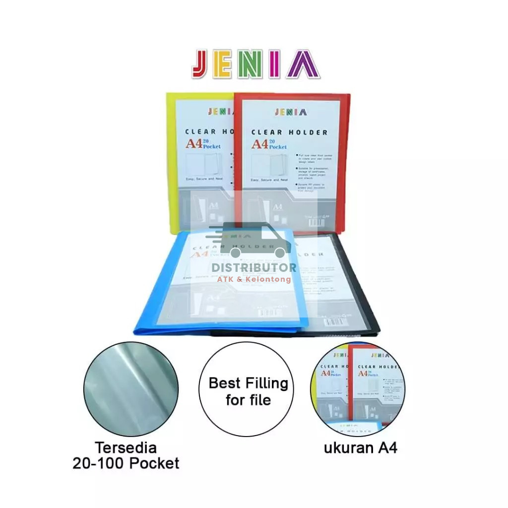 [20 Lembar] Clear Holder Jenia A4 Map Document Keeper