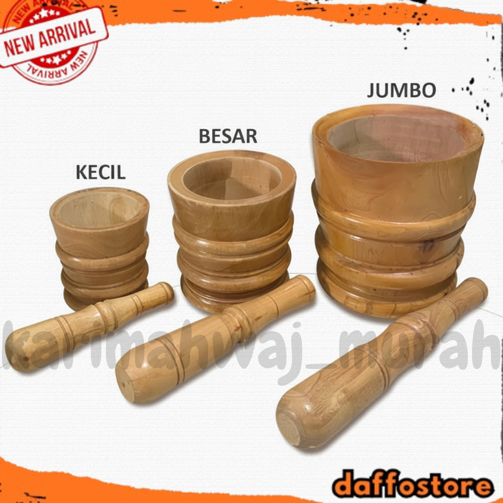 LUMPANG KAYU MAHONI 1 SET SIAP PAKAI ADA 3 UKURAN MODEL UKIR + ALU | ALAT GEPREK AYAM KREMES MURAH K