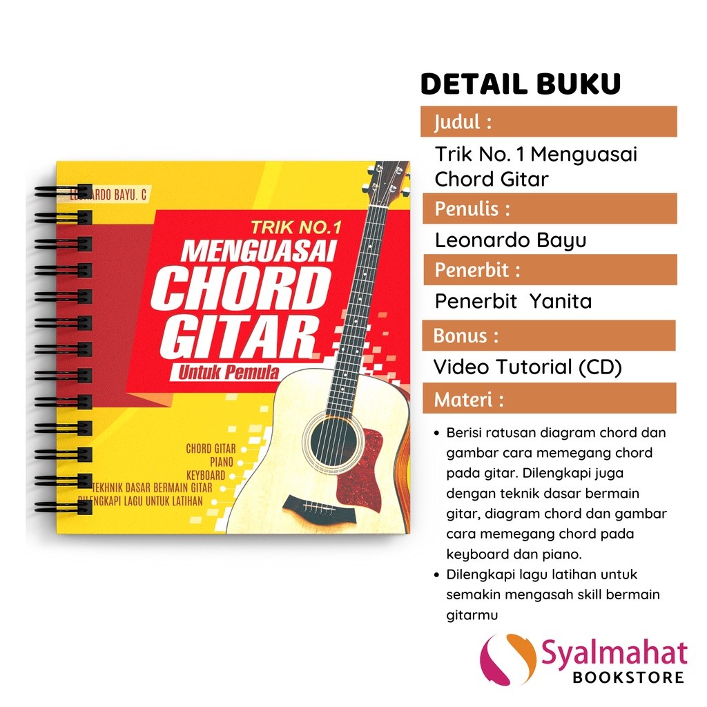 BUKU MUSIK KUNCI GITAR TRIK NO.1 MENGUASAI CHORD GITAR UNTUK PEMULA