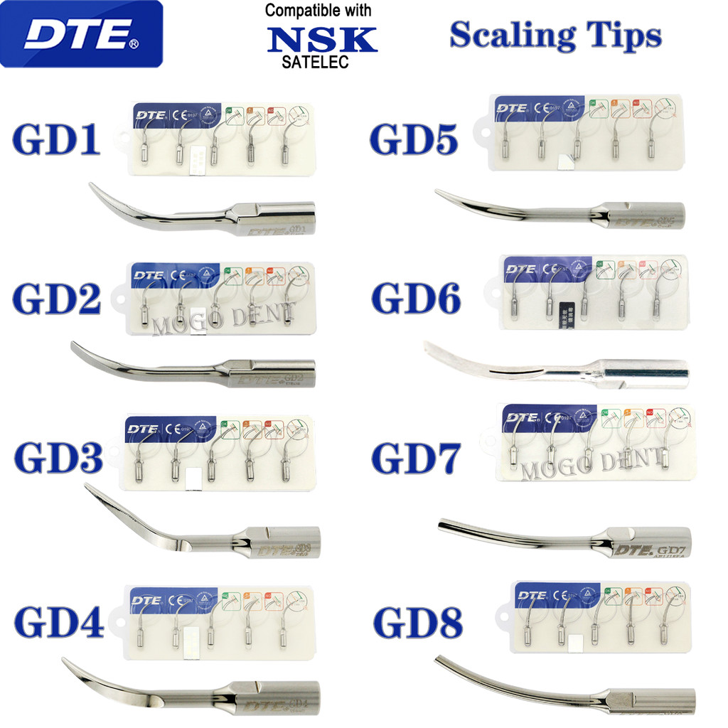 Tip Scaler Gigi Woodpecker DTE Asli GD1-GD8 Cocok untuk Handpiece Scaler Ultrasonik SATELEC ACTEON N