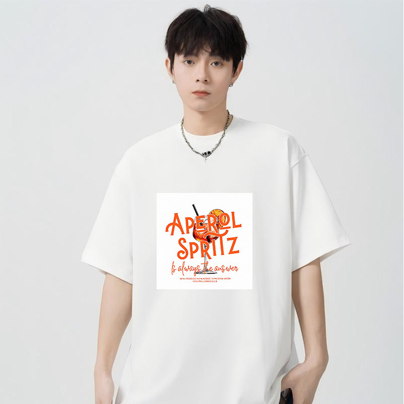 tshirt for men cotton black white Savor the Spirit of Aperol Spritz - Always the Answer