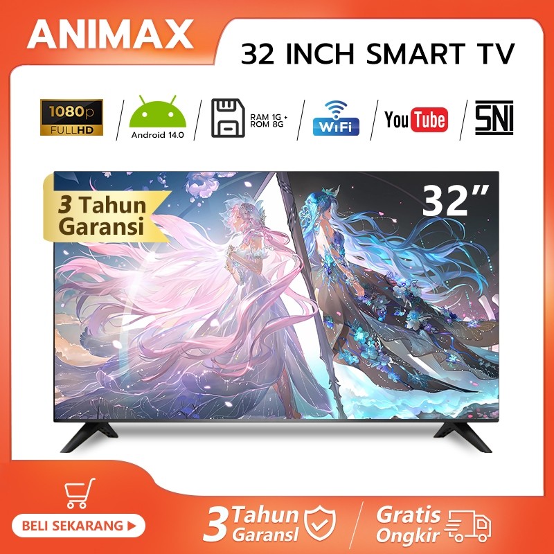 BM Animax Smart TV LED 32/40/43 Inch Android TV 32 inch Digital TV LED Televisi LED Android 14.0 You