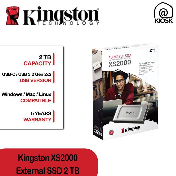 External SSD Kingston XS2000 2TB / External SSD USB-C Garansi 5 Tahun- DHI