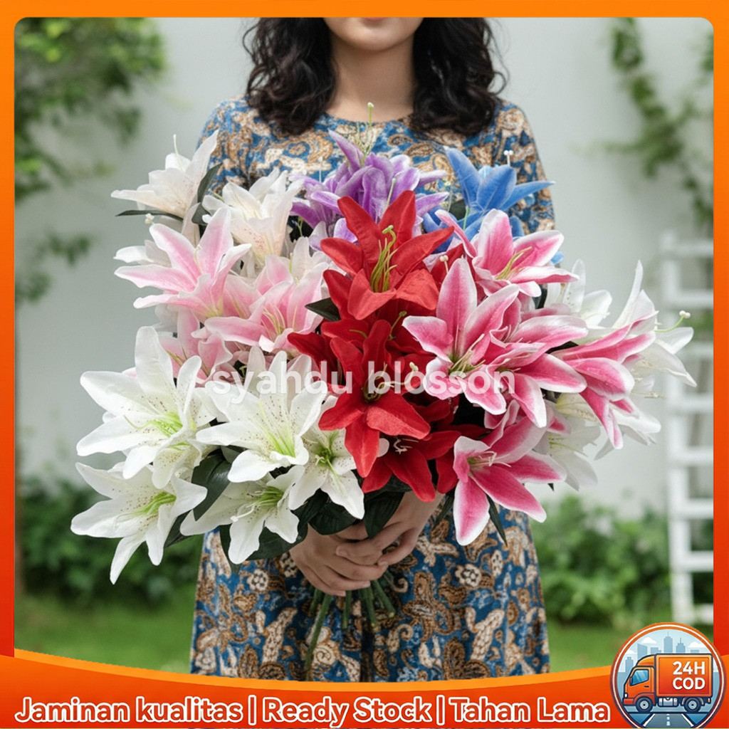 [COD]Bunga Lili Palsu Cantik - Buket Kado Ulang Tahun Cewek untuk Dekorasi Ruang Tamu