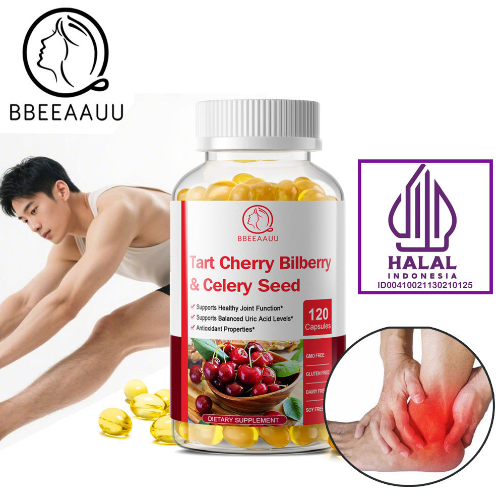 Kapsul Ekstrak Ceri Asam, Bilberry, dan Biji Seledri untuk Antioksidan dan Kesehatan Sendi