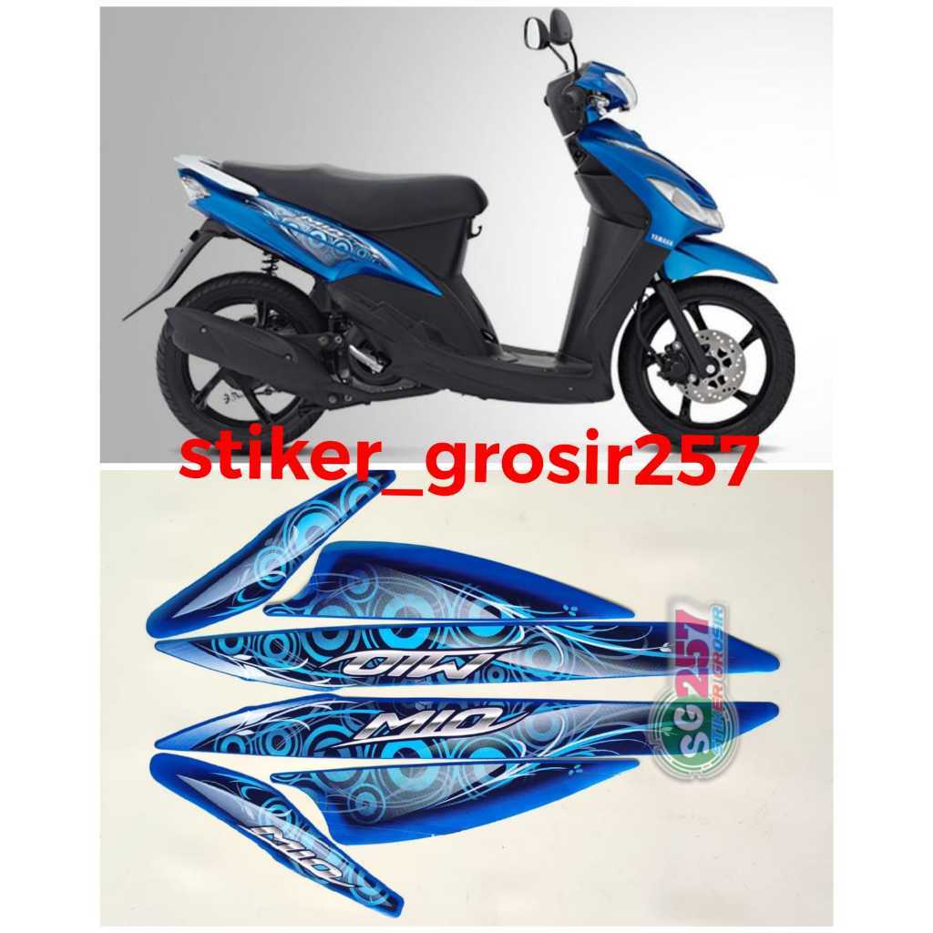 STIKER STRIPING LIS BODY MOTOR YAMAHA MIO SPORTY SMILE 2011 2012 BIRU STANDAR