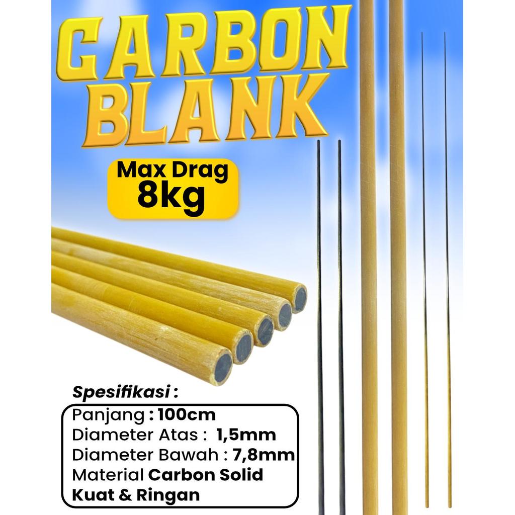 Carbon Blank Sutet Solid Bubut Ringan 100cm Kuat Untuk Pancing
