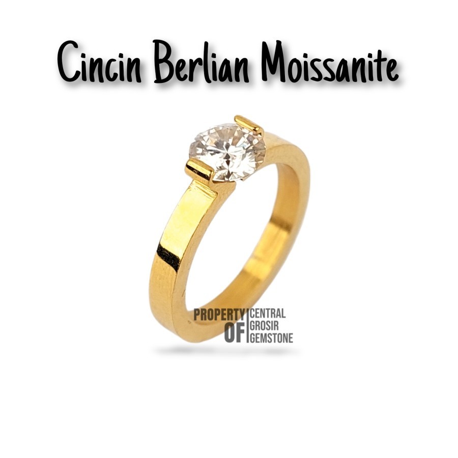 Cincin Wanita Berlian Moissanite Sertifikat Titanium Gold Ring