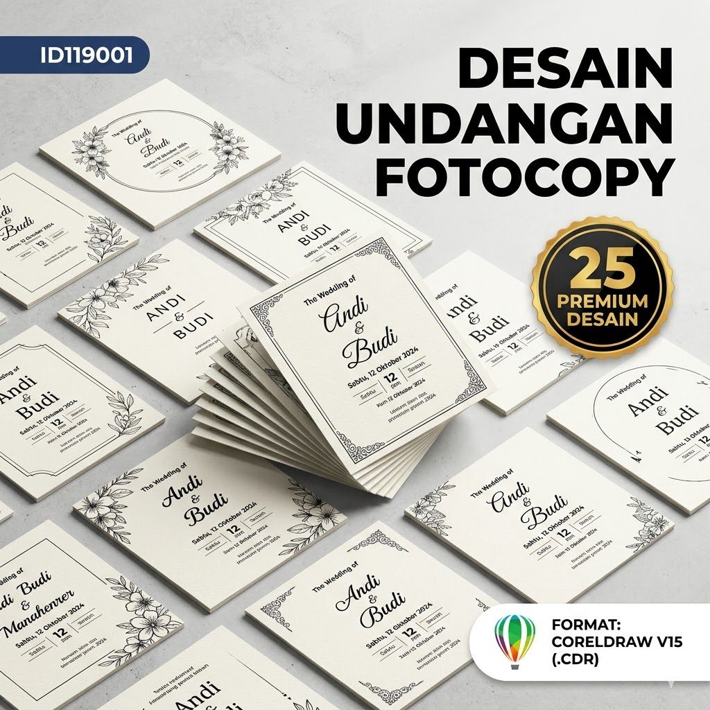 ID119001 - 25 Desain Undangan Fotocopy Format CorelDraw V15