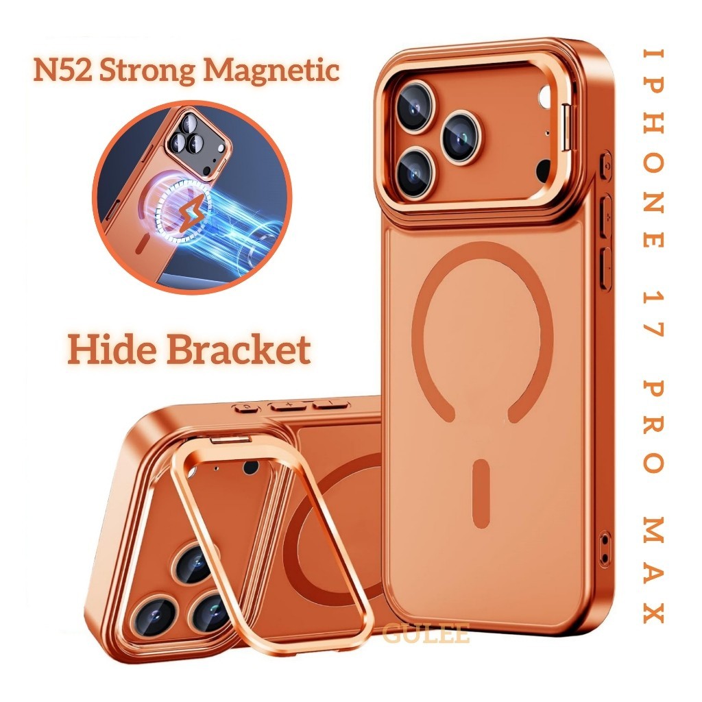 Casing Mewah untuk iPhone 17 Air 16 Plus 15 14 13 12 Pro Max dengan Stand Kamera, Magnet Kuat, Anti 