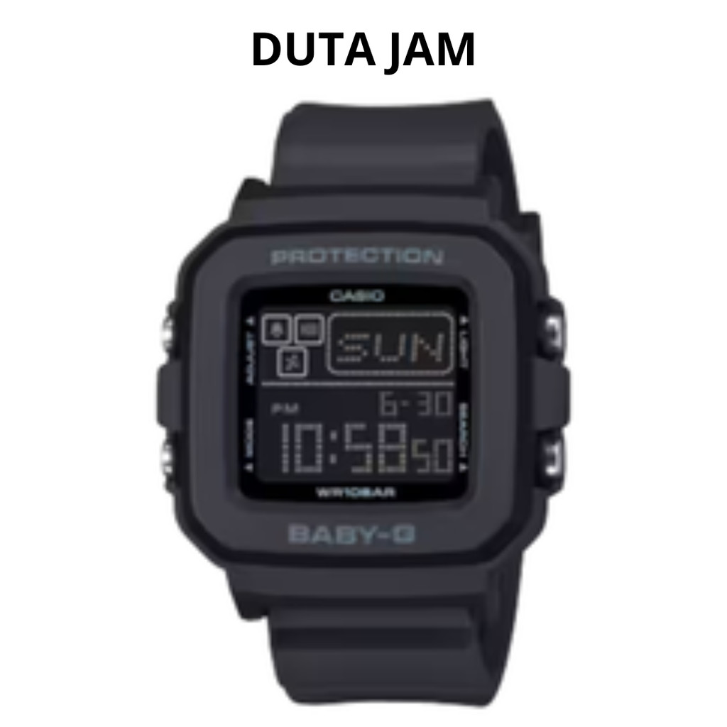 JAM TANGAN WANITA BABY-G BGD-10-1 BGD10-1DR DIGITAL BLACK RESIN STRAP ORIGINAL