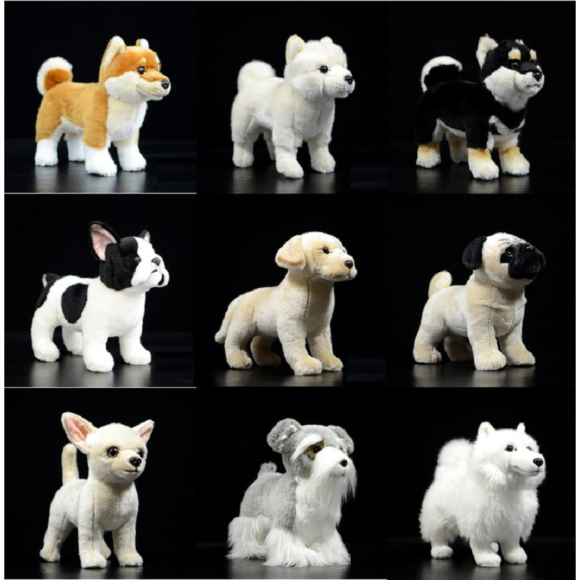 plush toy emulational dog Bulldog shiba Labrador husky pug Chihuahua Samoyed schnauzer soft stuffed 