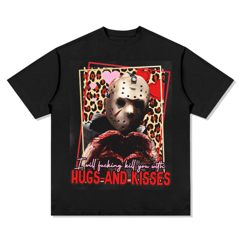 COD Jason Voorhees Kaos Lengan Pendek Cetak Vintage Atasan Leher Bulat