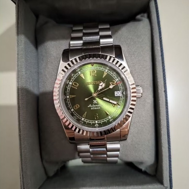 Jam Tangan Pria NH35 Seiko Movement Alpinist Green Seiko Mod