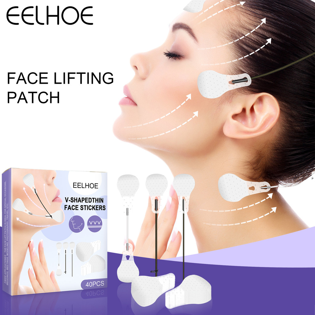 EELHOE Stiker Wajah Anti Kerut 40pcs Anti Kerut Mata Dan Leher Instant Face Lift Patch V Shape Face 