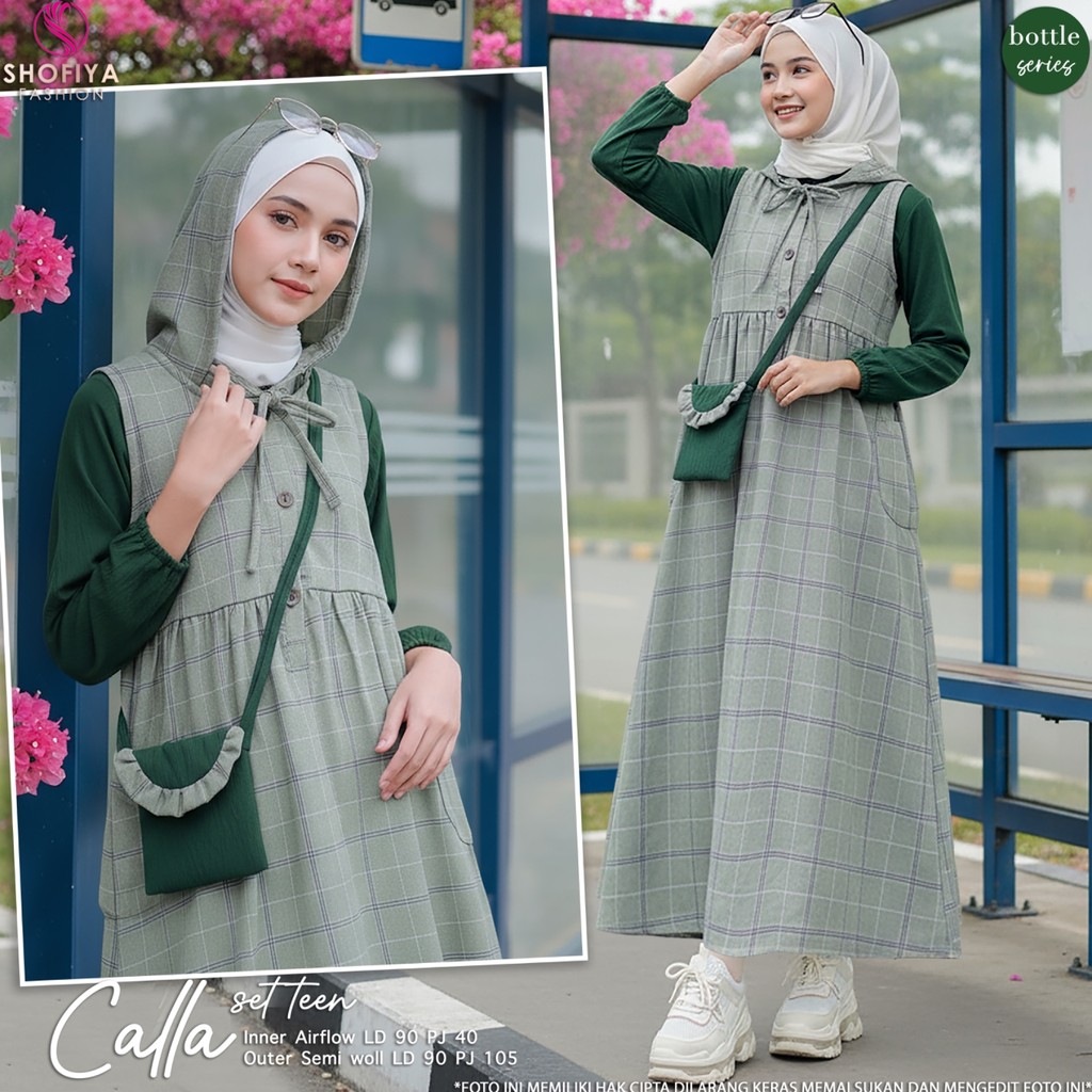 TEENARA Calla Overall Dress Remaja Anak Perempuan Motif Kotak Kotak Baju Anak Wanita Terbaru Origina