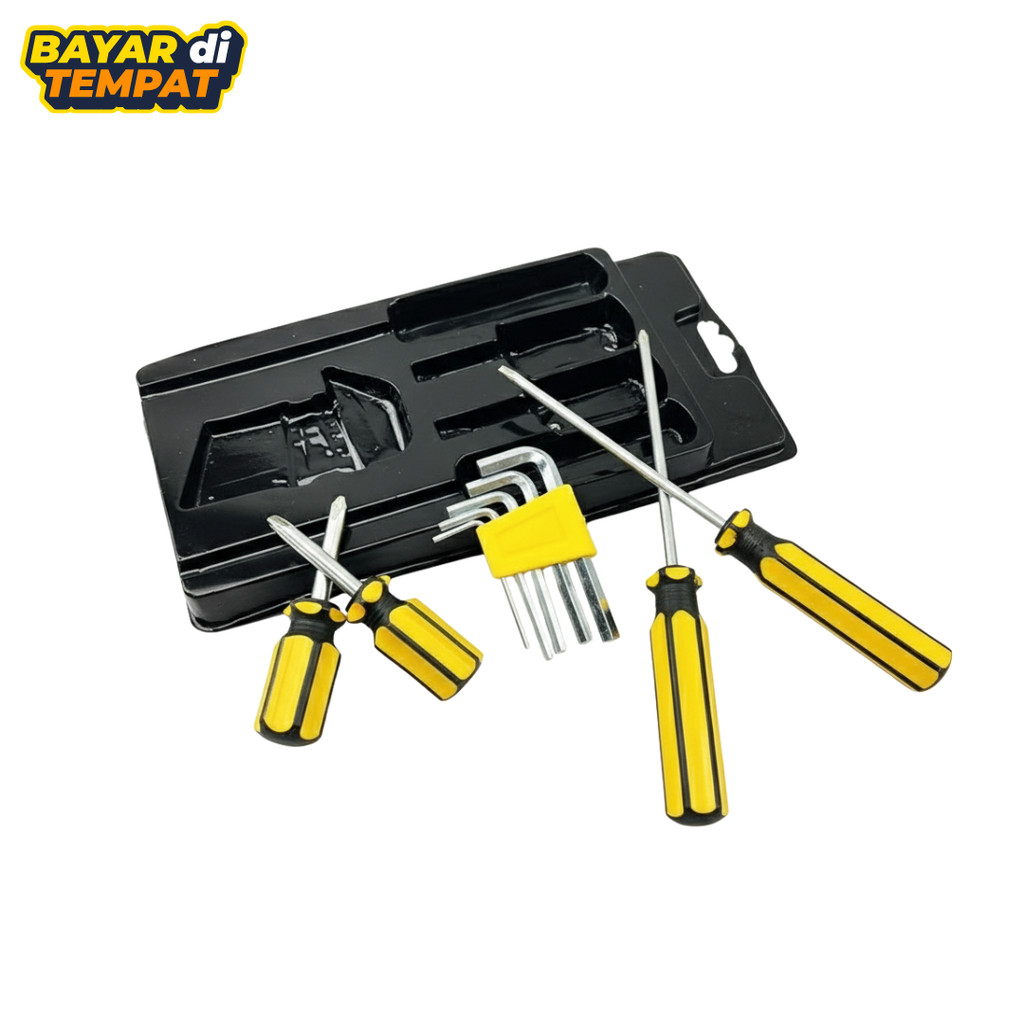 9 pcs Set Paket Obeng DAN Kunci L