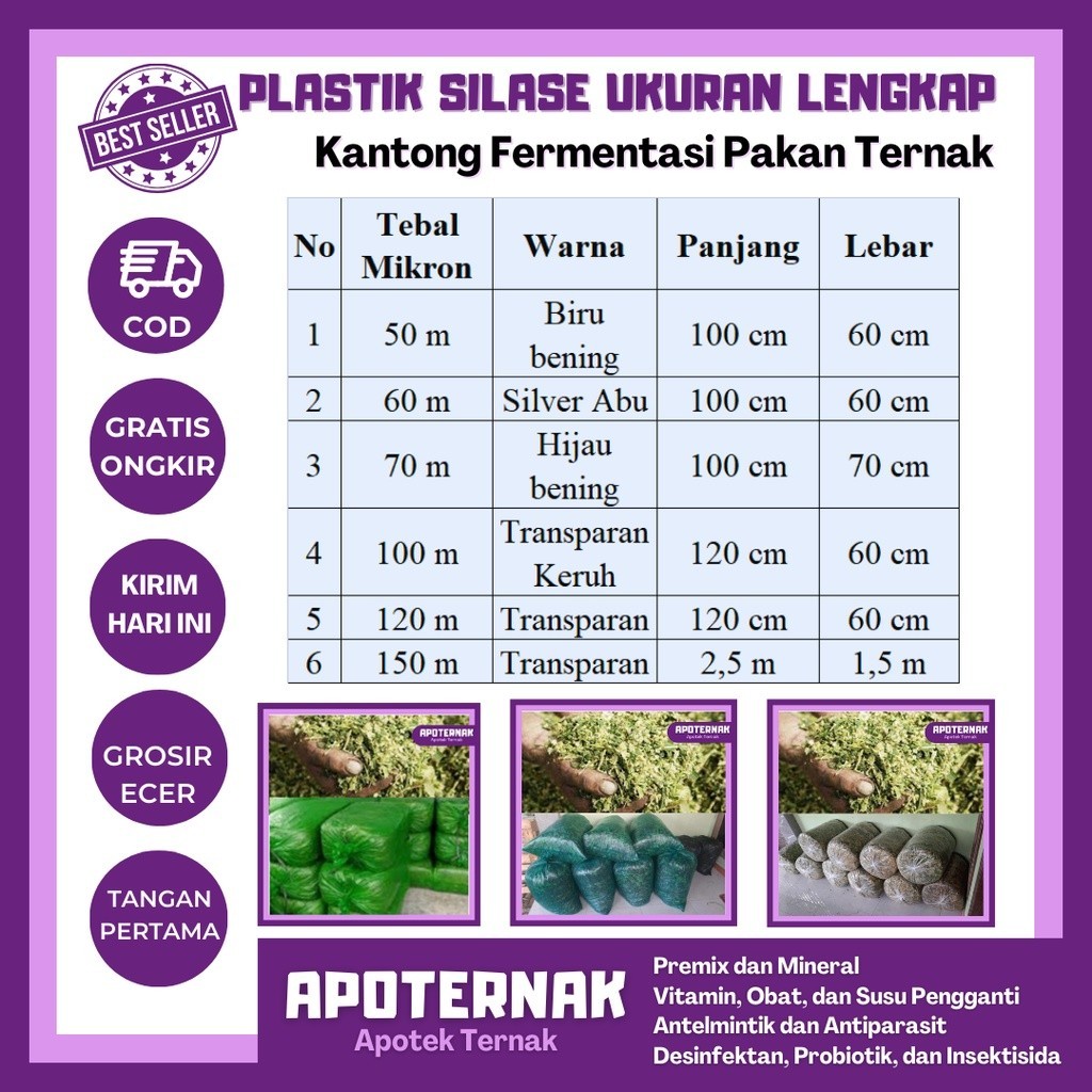 GROSIR PLASTIK SILASE TEBAL Lengkap 50, 60, 70, 100, 120 dan 150 mikron - Plastik Jumbo Multifungsi 