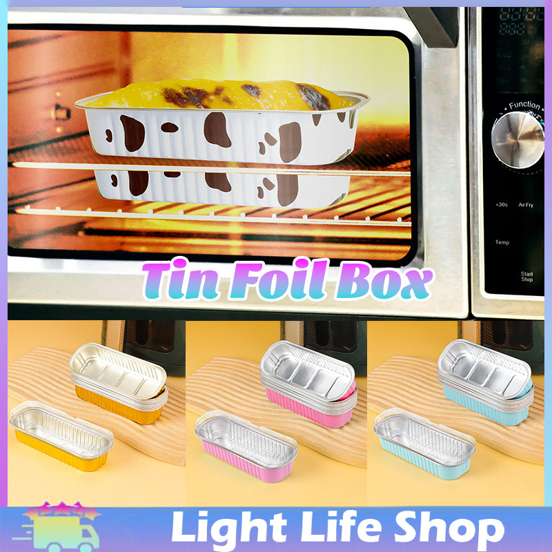 Tray Alumunium Foil Persegi Panjang + Tutupan Mika 200ml / Mika Dessert / Mika Aluminium Oven