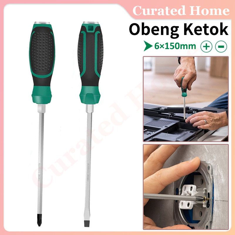 Obeng Go-Thru Plus Minus Magnet Obeng Magnet Obeng Ketok Screwdriver
