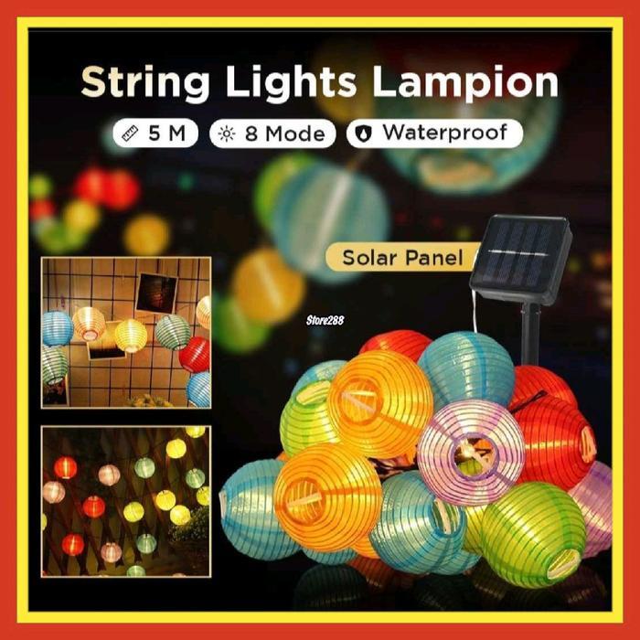 Hot Produk Lampu Hias Lampion Taman Gantung Tenaga Surya Matahari Solar Cell Panel Dekorasi Pesta Ha