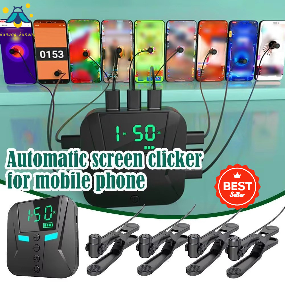 Auto Clicker Tap Layar Ponsel 1/2/4/8 Heads Multifungsi untuk Live TikTok/Instagram/Bigo/Mico/SnackV