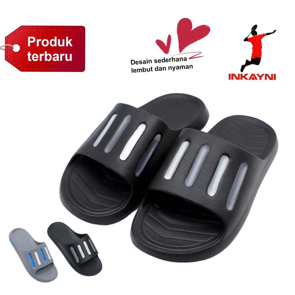 Inkayni Sandal Pria Slop Karet Ori Sandal Slip on Pria Casual Sandal Pria Karet Empuk Anti Slip Sepa