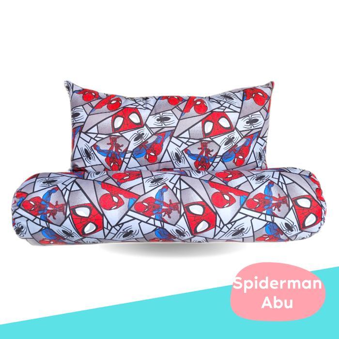RESTZONE Bantal Guling Anak laki laki motif Spiderman | guling anak karakter - Abu-abu, Bantal