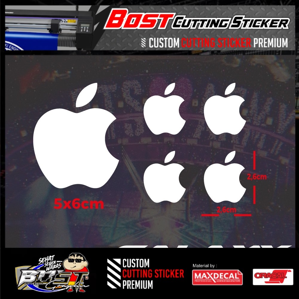 stiker apple . stiker iPhone stiker asserosis hp laptop motor mobil apple apel