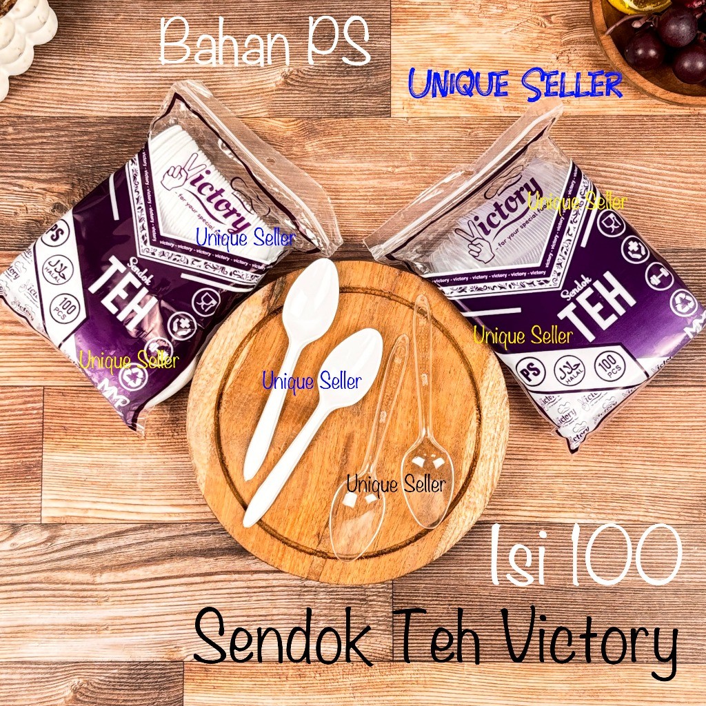 [Isi100] Sendok Teh Plastik Victory / Sendok Puding Agar Teh Tea Kopi Jelly Plastik Putih Bening