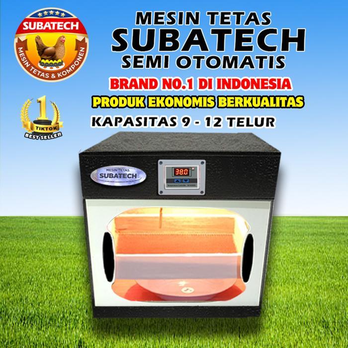 SUBATECH Mesin Tetas Semi Otomatis Kapasitas 9-12 Telur Ayam Bebek Burung Pengaturan Suhu Otomatis L