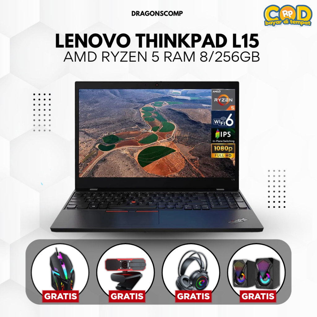 Laptop Lenovo Thinkpad L15 AMD Ryzen 5 Ram 8/256GB - Laptop Second Bergaransi