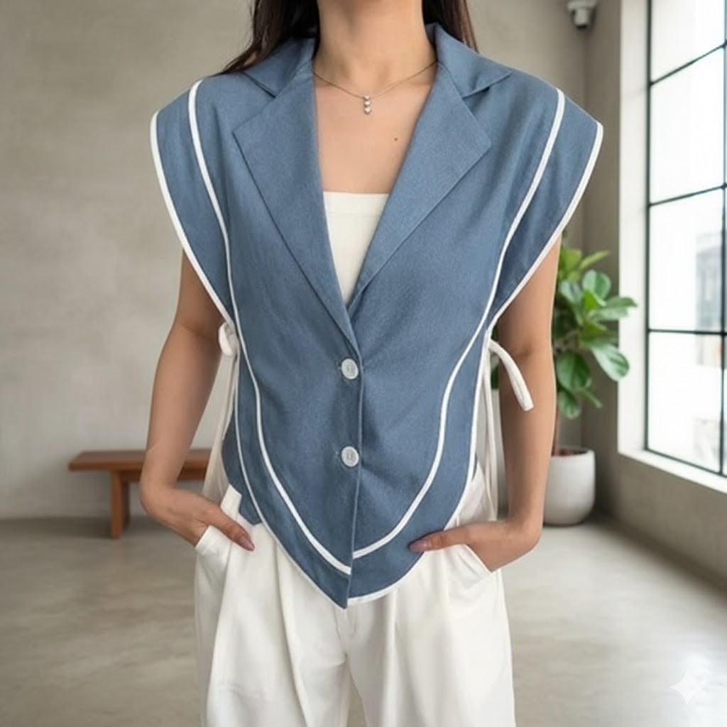 Rompi Vest ELISSE / 02 Kemeja Atasan Rompi Wanita Kekinian / JOANA Fashion