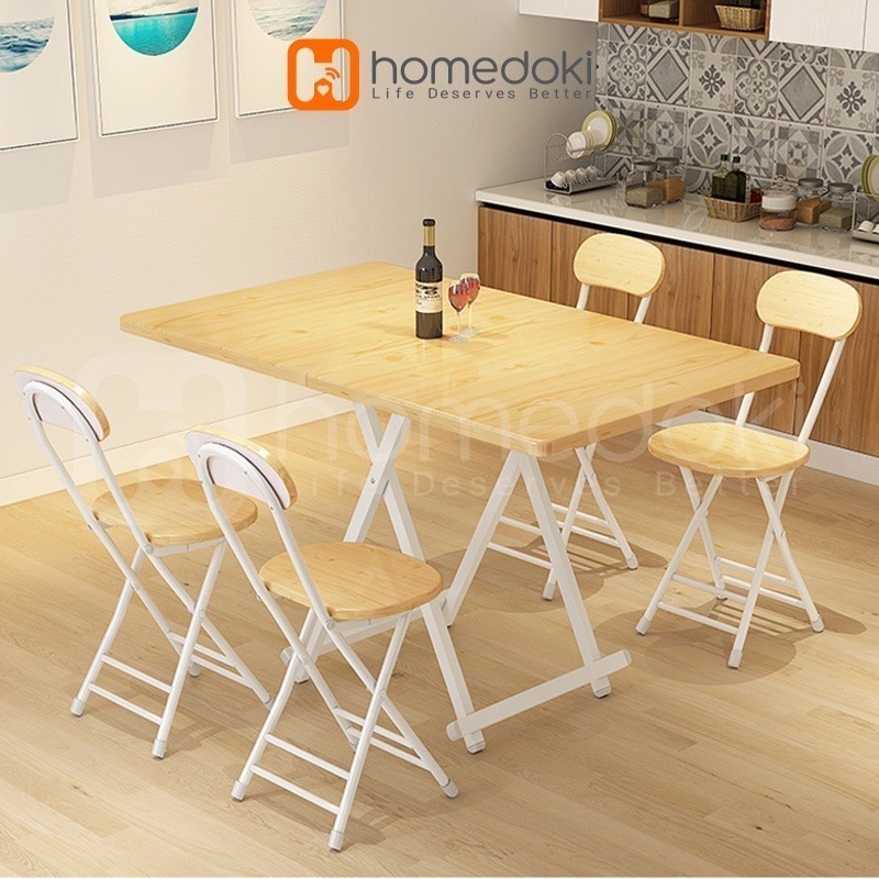 Homedoki Meja lipat minimalis/  Meja Lipat Kayu / Meja Makan Portable / Meja Makan Lipat / meja lipa